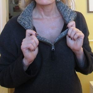 J Crew Zippered Charcoal Grey Wool Sweater